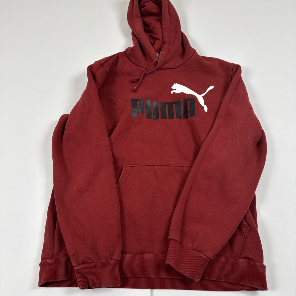 Puma Men’s Medium Maroon Essential Hoodie Big Logo Pullover